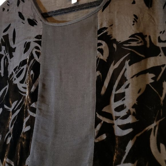 CAbi Black Semi Sheer Floral Velvet Burnout Blouse - Picture 3 of 9